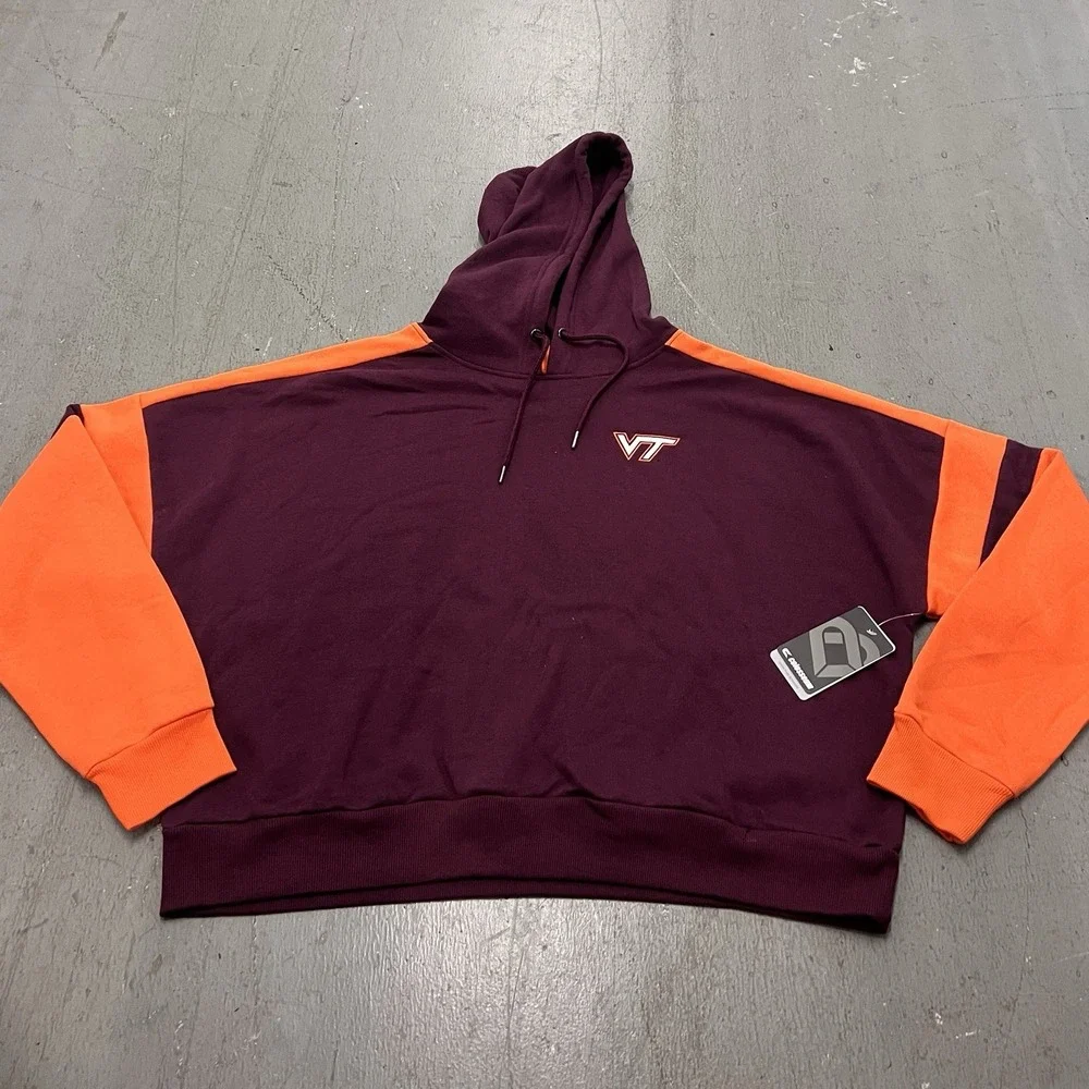 Colosseum Virginia‎ Tech Hokies Women's Cropped Hoodie Blue Red Size Large